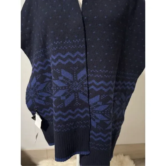Banana Republic NWT blue snow flake polka dot print scarf wool cotton blend